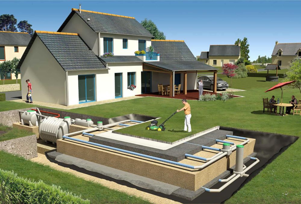 Installation d'une fosse toutes eaux en assainissement non collectif pour une maison individuelle en zone rurale non raccordée au réseau public