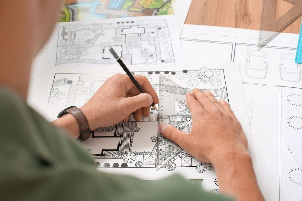 Croquis à main levée coté servant de base au relevé de l'existant d'une maison ancienne