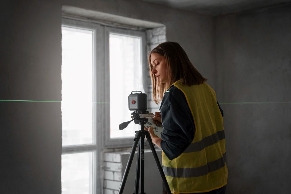 Relevé de mesures sur une extension de maison pour le calcul de la surface de plancher dans un dossier de permis