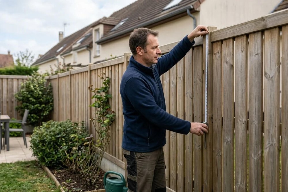 Mesure de la hauteur maximale d'un mur de clôture après surélévation, conforme au règlement de zone du PLU