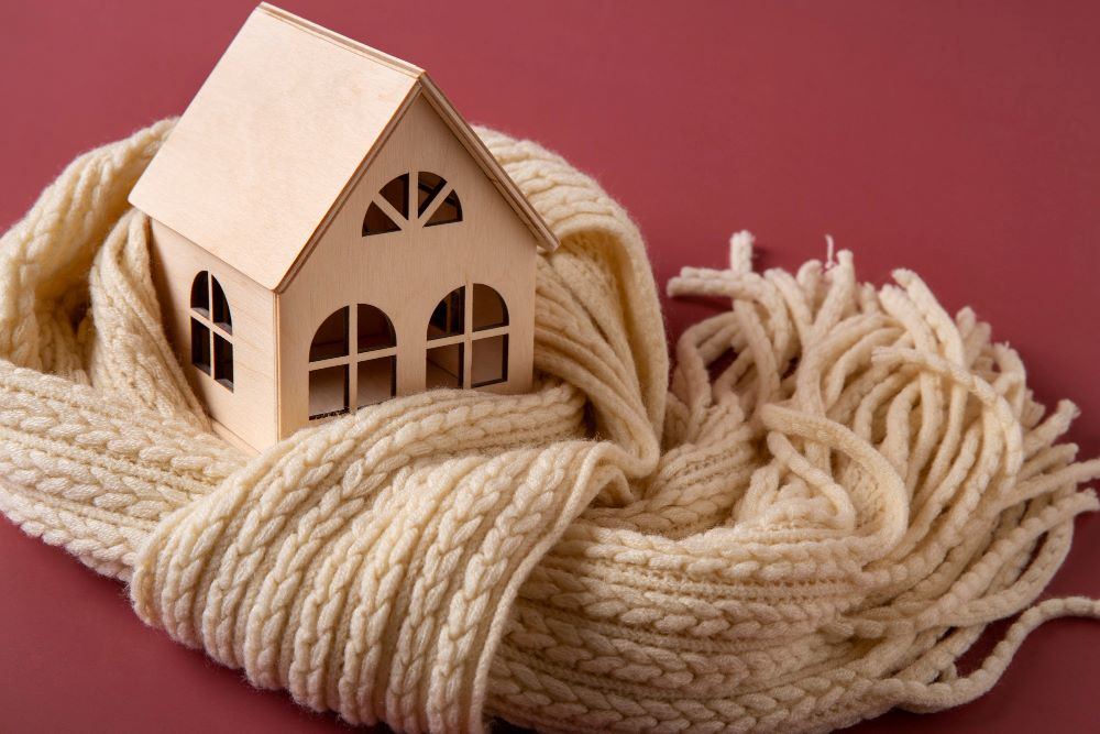 Isolation thermique par l'extérieur en cours sur une maison individuelle avec échafaudage