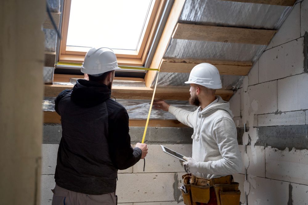 Artisan RGE réalisant l'isolation des combles d'une maison individuelle avec MaPrimeRénov'