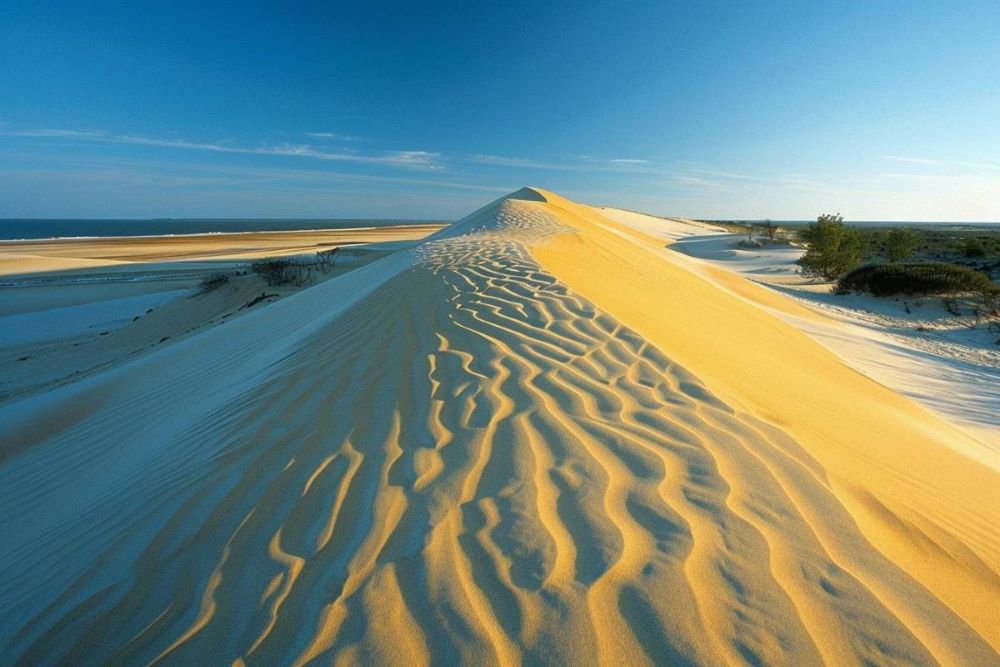 Dunes littorales protégées par la loi Littoral dans la bande des 100 mètres avec panneau d'interdiction de construction
