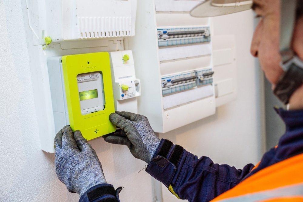 Compteur électrique installé lors du raccordement Enedis d'une construction neuve