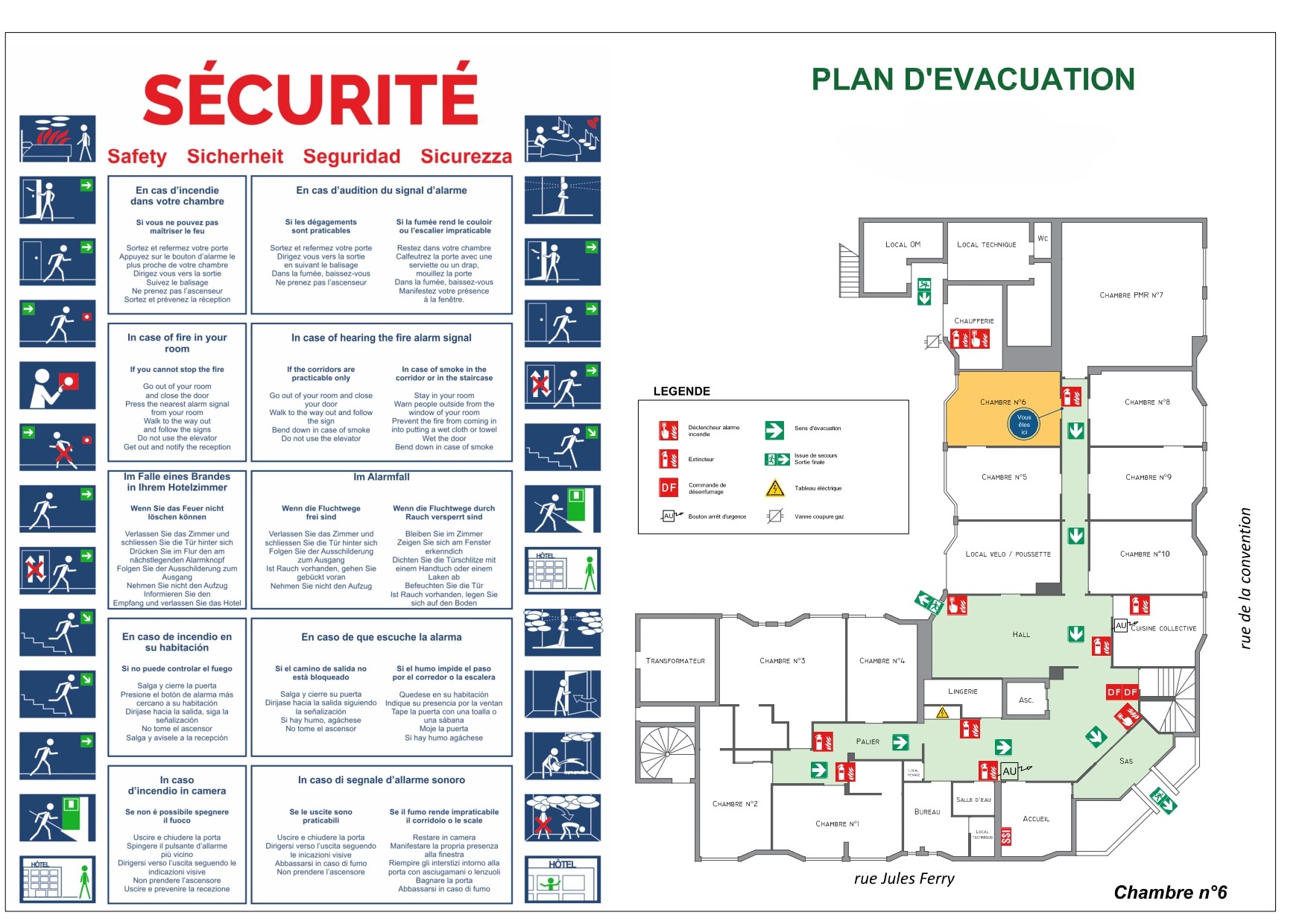 Aménagement des chambres et parties communes d'un hôtel à la Courneuve - Autorisation de travaux et plan de sécurité incendie
