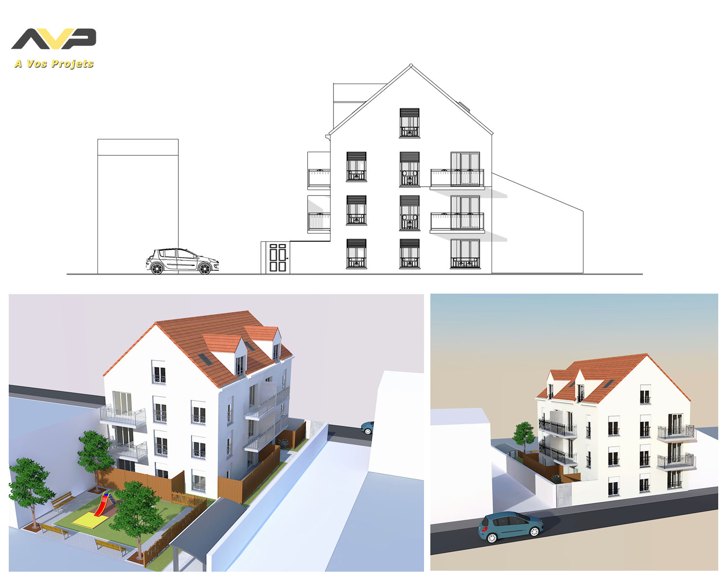 Construction d'immeuble d'habitation de 4 niveaux à Pantin - permis de construire