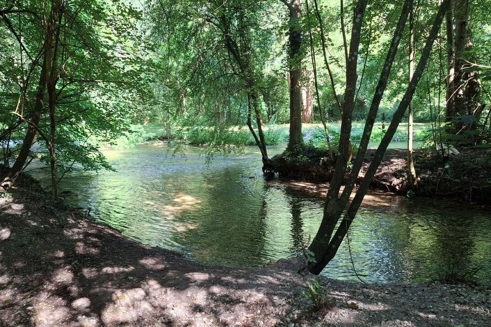 Sentier de passage public le long d'une berge de rivière dans le cadre de la servitude de marchepied