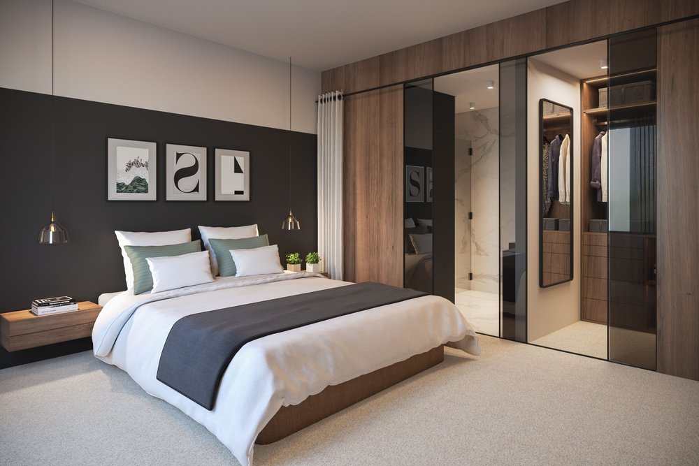 Suite parentale intégrant un dressing et une salle de bains attenante sans réduire la surface de la chambre