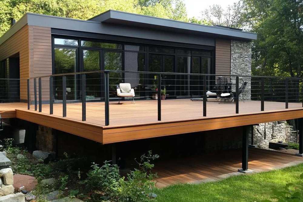 Terrasse surélevée mesurant sa hauteur par rapport au terrain naturel, seuil déterminant de 60 centimètres pour l'urbanisme