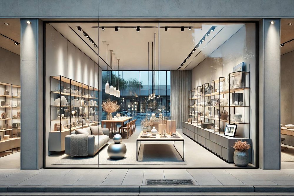 Grande vitrine de showroom nécessitant une reprise de structure et un permis de construire