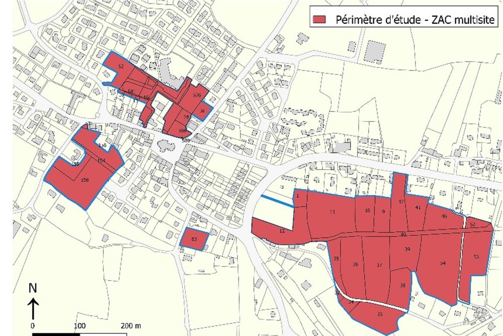 Plan de périmètre d'étude d'une Zone d'Aménagement Concerté avant sa création définitive