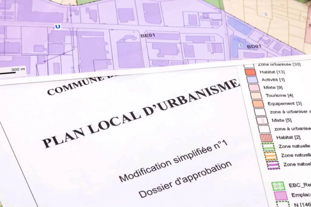 Document PLU ouvert montrant le règlement de zone agricole A avec les règles de construction